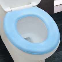Mavi Su Geçirmez Yumuşak Klozet Kapağı Banyo Yıkanabilir Closestool Mat Pad O-şekil