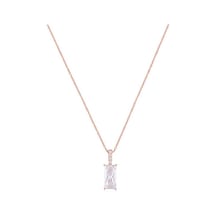 Cosar Silver 925 Ayar Baget Ve Zirkon Taşlı Dikdörtgen Kolye Rose
