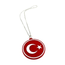 Araba Ayna Süsü Pleksi Çift Taraflı Türk Bayrağı Tasarım - Pleksi Çift Taraflı Türk Bayrağı Zincirli