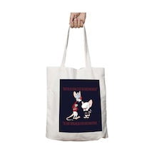 Art Hediye Pinky And The Brain Christmas Plans İki Tarafı Kalıcı Baskılı Yıkanabilir Çanta Çok Renkli