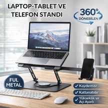 Coofbe 2in1 Yükseklik Ayarlı 360 Döner Alüminyum Laptop Standı Laptop Sehpası Ve Telefon Standı