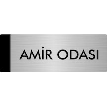 Metal Yönlendirme Levhası, Departman Kapı Isimliği Amir Odası 7x20 Cm Gümüş Renk