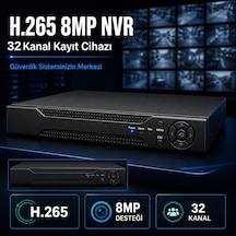 H.265 8mp 32 Kanal Nvr Güvenlik Kamerası Kayıt Cihazı