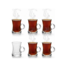 Lexroo Lüks Kulplu Çay Fincanı 6 Adet Kristal Berraklığında Cam Çok Renkli
