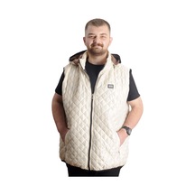 Mode Xl Büyük Beden Erkek Kapitone Yelek Kapüşonlu 23712 Bej Bej