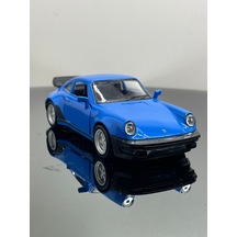 Porsche 911 Turbo 3.3 1:32 Ölçek Metal Çek Bırak Model Araba 12 Cm - Mavi