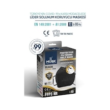 Musk Ffp3 Maske N99 Siyah Renk 10 Adet