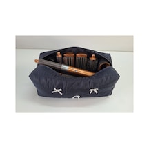 Dreamy Navy Kapitone Fiyonklu Tüm Saç Şekillendiricilerine Uygun Organizer Çanta Tb043