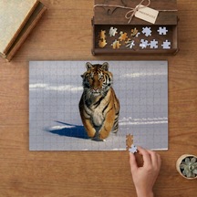 Karda Koşan Kaplan Tasarımı 240 Parça Ahşap Puzzle Ahşap Kutuda Mpy60416