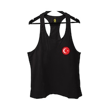 Top Glory Siyah Ayyıldız Gym Fitness Tank Top Sporcu Atleti