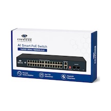 Cnsvısıon 24 Port Poe Switch 2 Gigabit Uplink 2 Sfp Aı Smart 260w 10/100 Mbps Cctv Network Switch