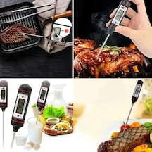 Dijital Mutfak Termometresi 3 Saniyede Hızlı Okuma Katlanabilir Çelik Prob, Lcd Ekranlı Et, Şeker, Yağ, Su Ve Barbekü Isı Ölçer Ahşap