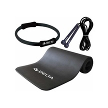 Delta- 15 mm Pilates Minderi 35 cm Pilates Çemberi Atlama İpi Seti