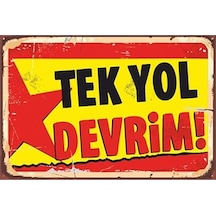 Tek Yol Devrim Retro Vintage Ahşap Poster