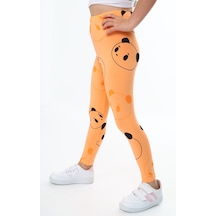 Toontoy Kids Toontoy Kız Çocuk Baskılı Tayt Turuncu