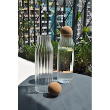 Top Mantar Kapaklı Cam Su Şişesi Sürahi Karaf 1080 Ml- 2 Adet