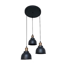 Dylight Retro Metal Siyah 3 Lü Dekoratif Sarkıt Avize Çap:30 Cm