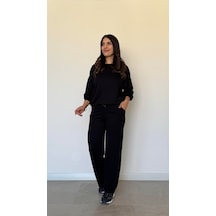 Epilons Zenda1125 Kadın Uzun Kollu Bisiklet Yaka Viskon Iki Iplik Bluz Ve Pantolon Ikili Takım Zenda478 Siyah