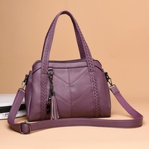 Mor Kadınlar İçin Moda Omuz Çantası Lüks Çanta Bayanlar Retro Pu Deri Çanta Püsküller İle Kedi Teslim İle Kadın Crossbody Çanta