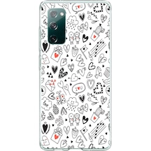 Samsung Galaxy S20 Fe Uyumlu Retro Kalp Karışık Baskılı Silikon Kılıf Renkli