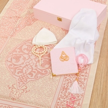 Lüks Ahşap Kutulu Seccade Seti -pembe 37 20 8 Cm,1.725 Gr Çok Renkli