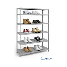 6 Katlı Galvaniz Çelik Gri Renkli Ayakkabılık Rafı 31x75x150cm