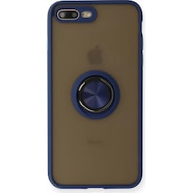 Newface Apple İphone 7 Plus Kılıf Montreal Yüzüklü Silikon Kapak - Lacivert
