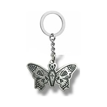 Gotik Tarz Kelebek Figürlü Unisex Anahtarlık Siyah Detaylı Butterfly Tasarım Metal Aksesuar