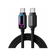 2 Metre 100w Type-c To Type-c Pd Hızlı Şarj Kablosu 5a E-marker Rgb Işıklı 480mbps Örgülü Siyah