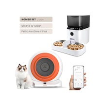 Groove Q-clean Wi-fi Akıllı Otomatik Kedi Tuvaleti Turuncu + Petfit Autodine X Plus 5l Wi-fi Kameralı Akıllı Otomatik Mama Kabı Besleme Ünitesi Bundle