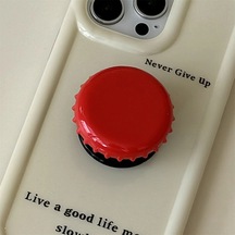 Goldenqian Kore Sevimli 3d Şişe Kapağı Griptok Braketi İphone 16 15 Pro Güzel Macaron Evrensel Telefon Tutucu Halka Destek Standı Kavrama Tok Red Red