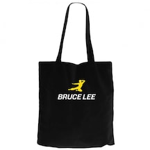 Bruce Lee Yellow Man Siyah Kanvas Bez Çanta