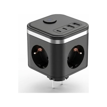3680w Pro Power 2xtype-c Ve 2x Usb Girişli Anahtarlı 3lü Çoğaltıcı Küp Priz 0