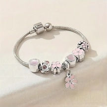 Soft Pembe Çiçek Pink Charmlı Bileklik