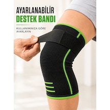 Trendexa Mey İthalat Ayarlanabilir Bantlı Spor Dizlik Nefes Alabilen Esnek Diz Destekleyici Siyah Yeşil