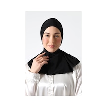 Kadın Çıtçıtlı Bağlamalı Tesettür Hazır Pratik Şal Siyah Siyah
