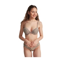 Le Jardin Kadın Vizon Push Up Dantelli Taşlı Sütyen Takım Yeni Sezon Vizon - 29920115 Vizon - 29920115 Vizon