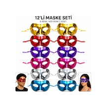 1239li Metalik Venedik Parti Maskesi Seti 6 Renk Karışık Çok Renkli