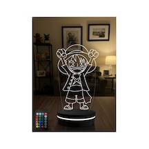One Piece Luffy 3d Led Gece Lambası Rgb Kumandalı 16 Renk Adaptörlü