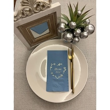 Gold Yaldızlı Mavi Bir Ömür El Ele Peçete 16 Adet