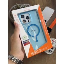 Apple iPhone 16 Pro Max Magsafe Uyumlu Silikon Kılıf Soocase661 Mavi