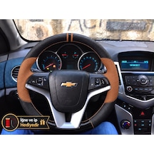 Chevrolet Orlando Dikme Direksiyon Kılıfı Delikli Deri Parlak Siyah Taba Detay Çift Yüzük Ve Dikiş 2011-2015