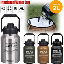 2l Yalıtımlı Su Sürahisi Paslanmaz Çelik Spor Eğitimi Su Şişesi Açık Yeşil