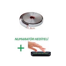 Her Araca Uyumlu Yapışkanlı Nikelaj Şerit Bant Çıta 18mm 5 Metre Krom + Numaratör Hediyeli
