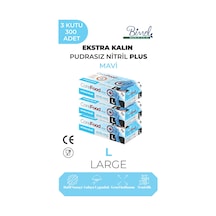 Ekstra Kalın Nitril Mavi Plus Muayene Eldiveni L - 3 Paket 100'lü