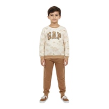 Baglan Erkek Çocuk Önü Baskılı Sweatshirt Ve Eşofman Alt Takım Bgl-st05251 Camel