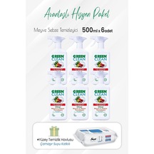 U Green Clean Meyve Sebze Temizleyici 6 x 500 ML + Sleepy Çamaşır Sulu Temizlik Havlusu 100'lü