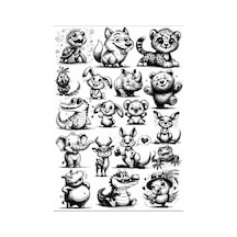 Siyah Beyaz Havyanlar Sticker Set
