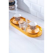 Acar Ortigia 2 Kişilik Cam Tepsili Kahve Fincanı Takımı - 90 Ml renkli