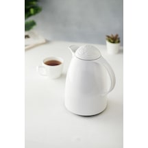 1 Lt Isı Yalıtımlı Çay Ve Soğuk Su Termosu Soft Beyaz 12 Saat Sıcak Tutar&amp İçi Camdır
